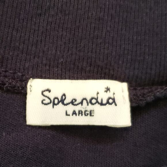 Splendid Blouse Women L Blue 3/4 Sleeve Knit Wide V-neck Flowy STMJ1435 USA Made - Picture 4 of 6